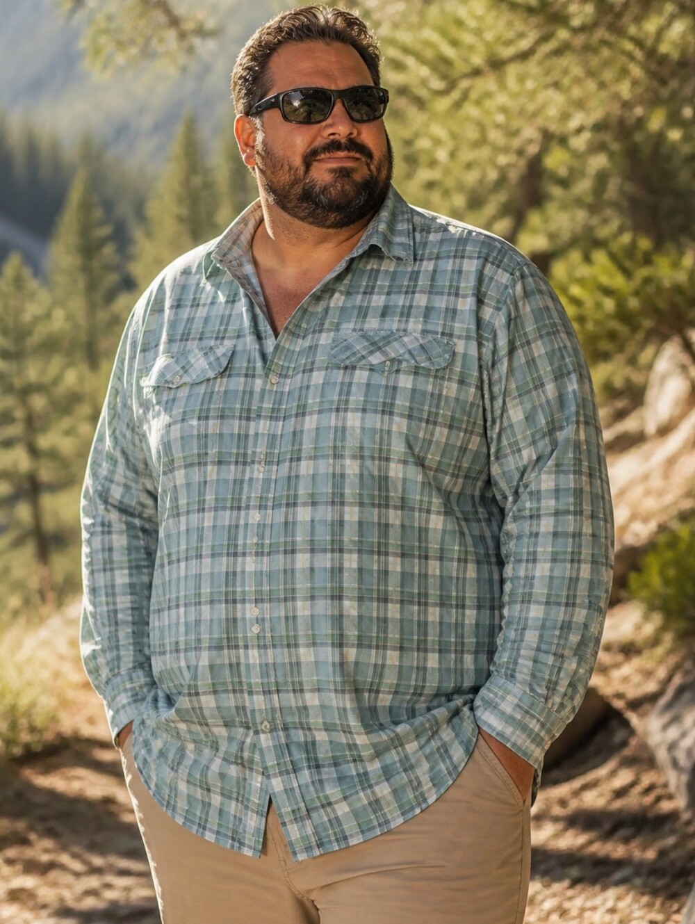 Columbia Silver Ridge Men's XXL Plaid Hiking Shirt Omni-Shade UPF 30 Outdoor